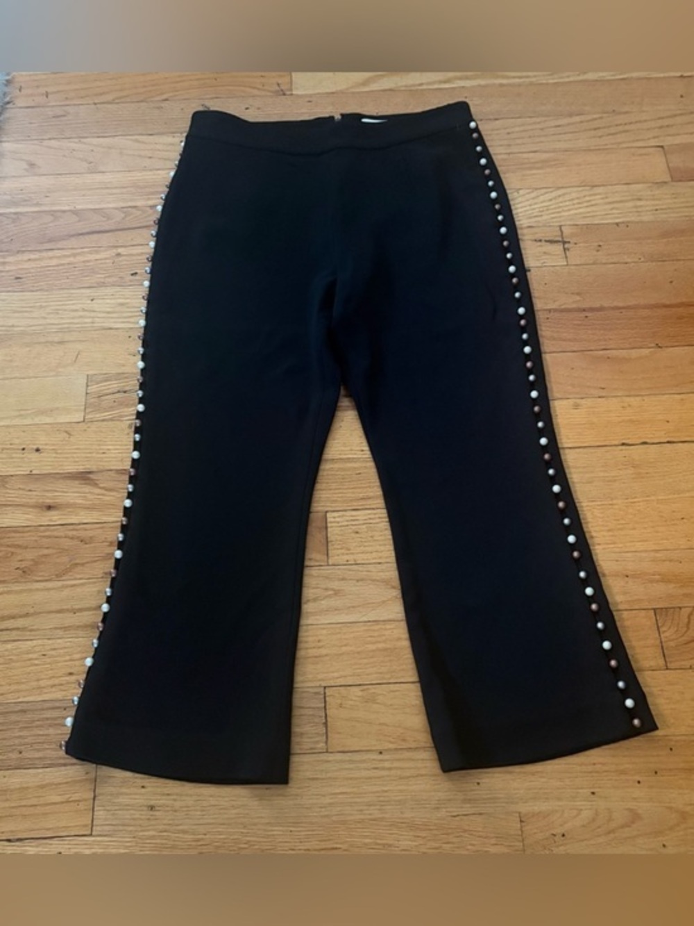 Jonathan Simkhai Cropped Capri Pants Size 4 Black Pearl Side Detail